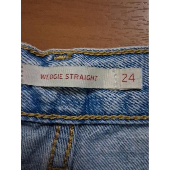 Womens Levi's Wedgie Straight Distressed Button Fly Denim Jeans - Picture 5 of 6